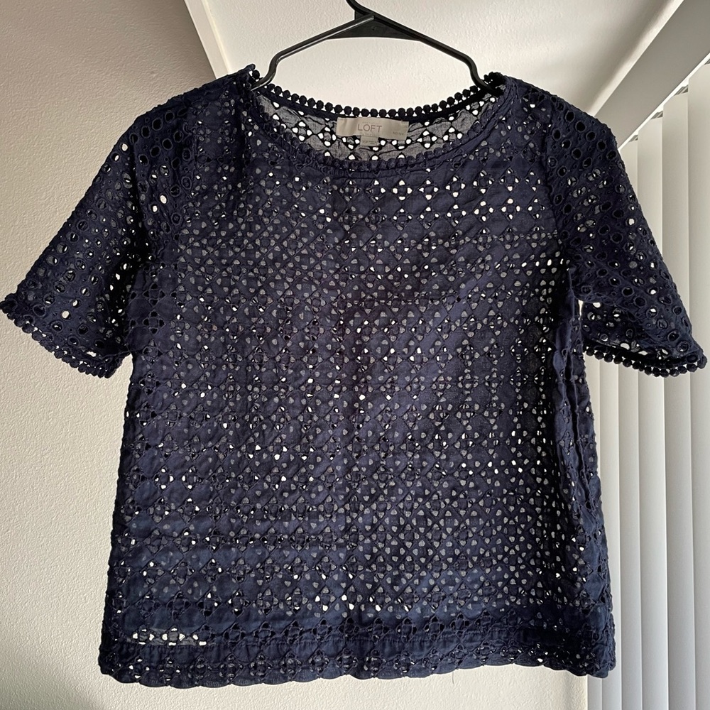 Boxy Lace Pattern Overlay Tee